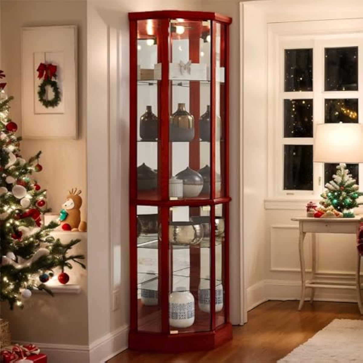 Lighting - Tall Lighted Curio Cabinet 70 Inch