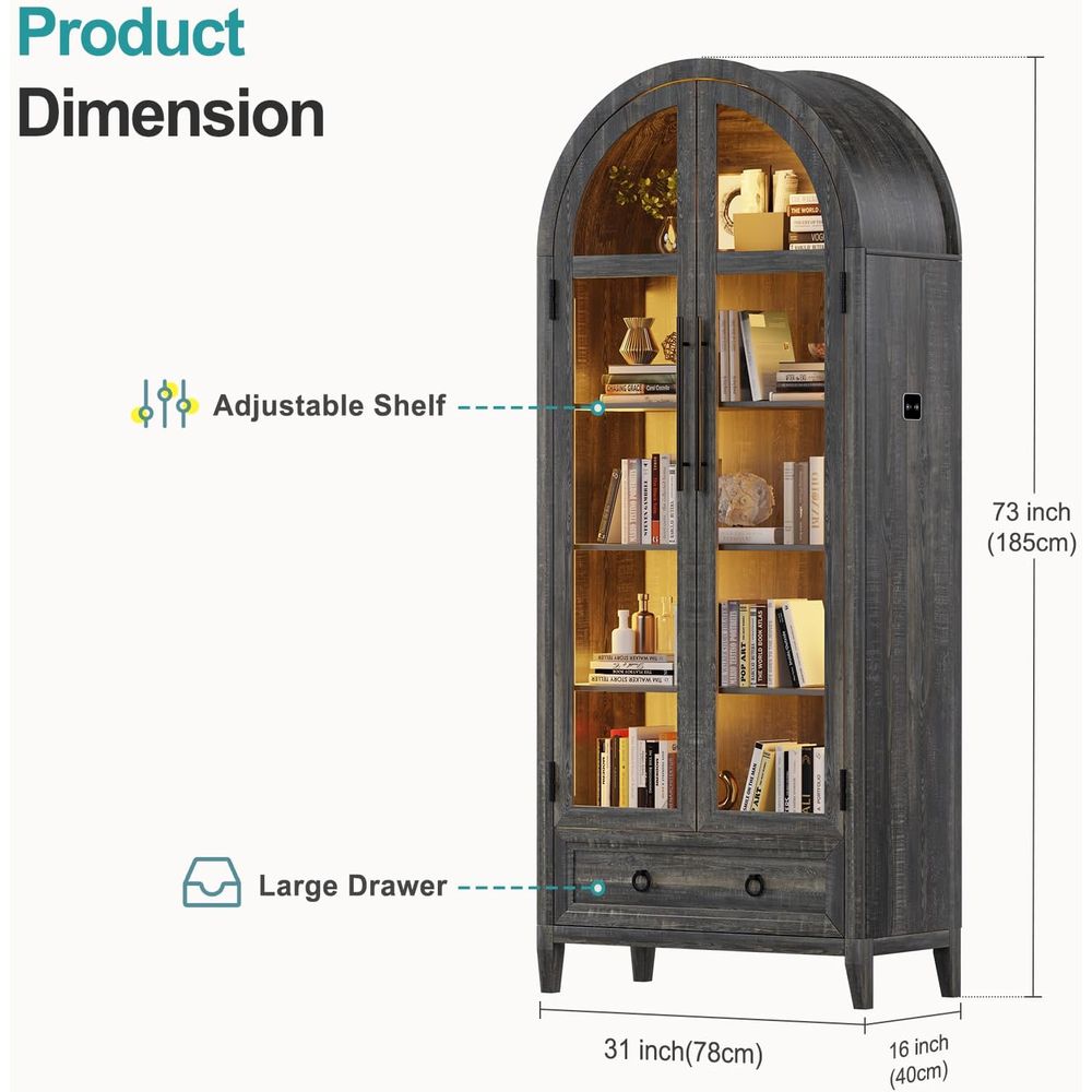 73 Arched Glass Display Cabine - Lighting 评论和价格