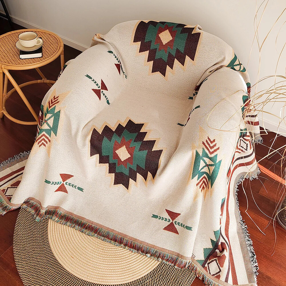 Oversized Boho Aztec Blanket w - Boho Throw Blanket Fringe 评论和价格