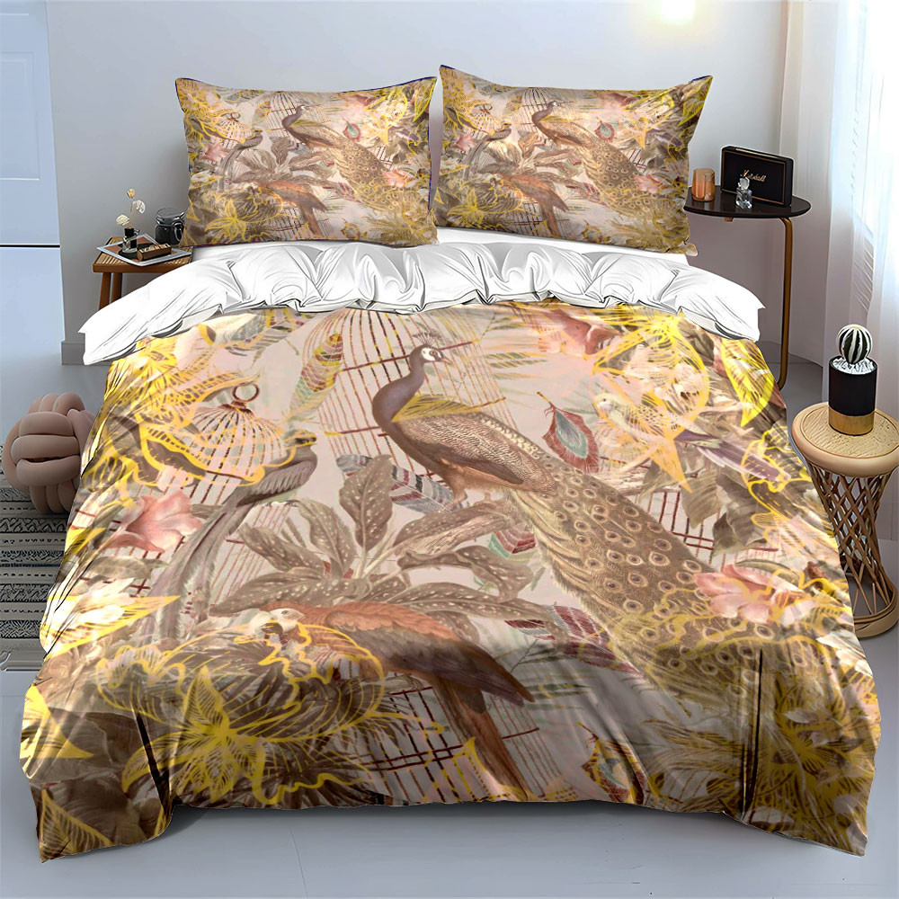 Vintage Peacock Birdcage Beddi - Aesthetic Floral Duvet Cover 评论和价格