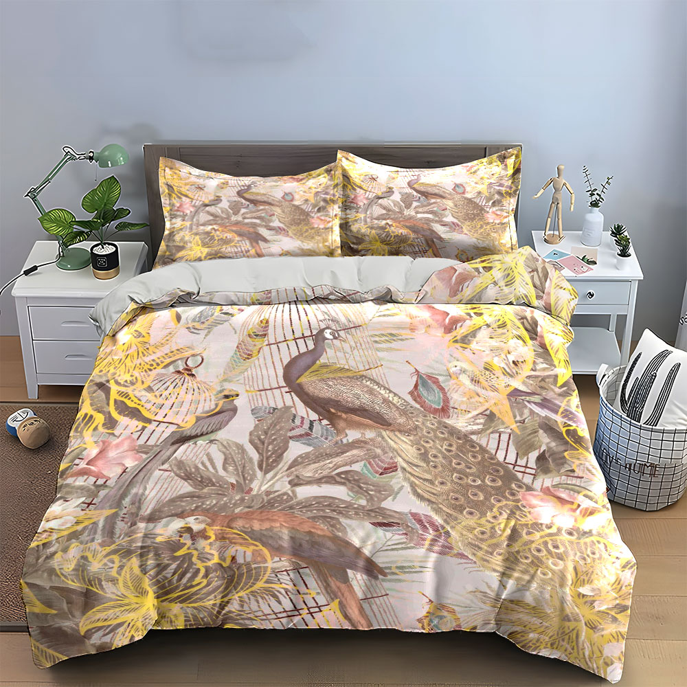 Vintage Peacock Birdcage Beddi - Aesthetic Floral Duvet Cover 评论和价格