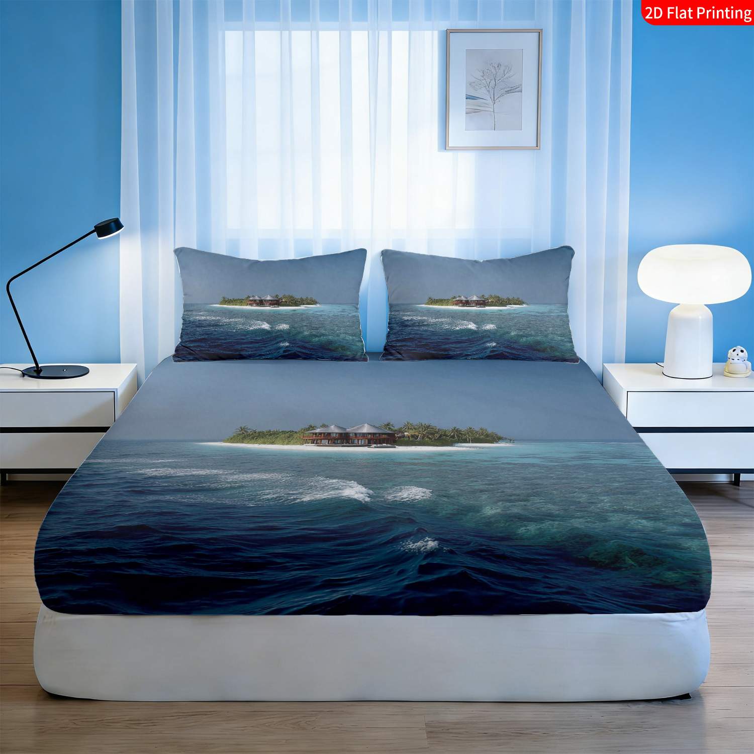 Tropical Island Bedding Set Pa - Fitted Bed Sheets Deep Pocket 评论和价格