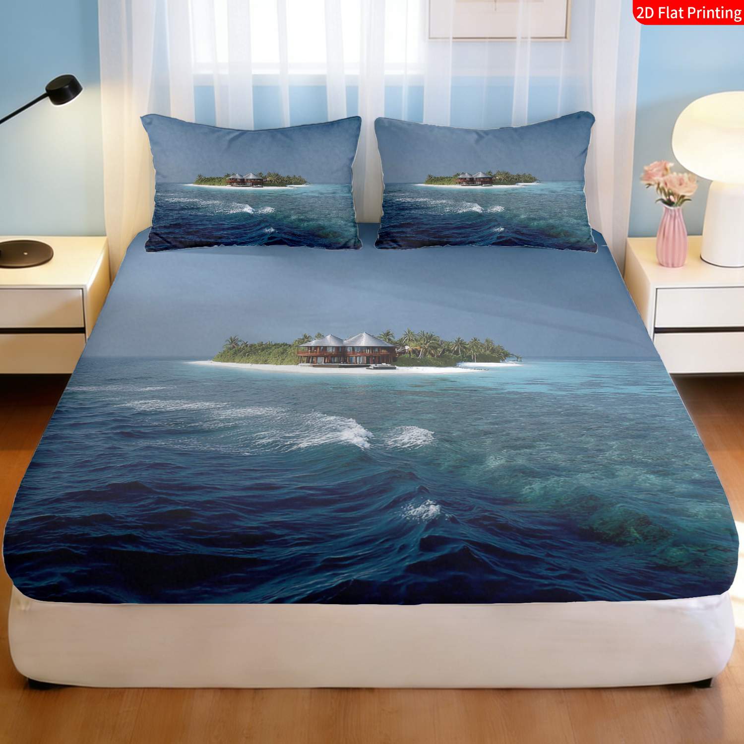 Tropical Island Bedding Set Pa - Fitted Bed Sheets Deep Pocket 评论和价格