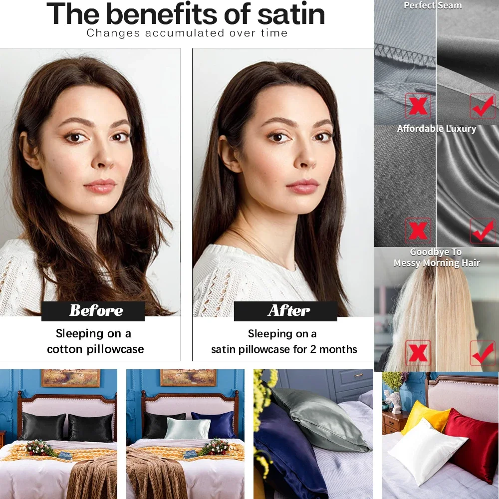 2 Pack Satin Pillowcase for Ha - Satin Silk Pillowcase Hair Skin 评论和价格