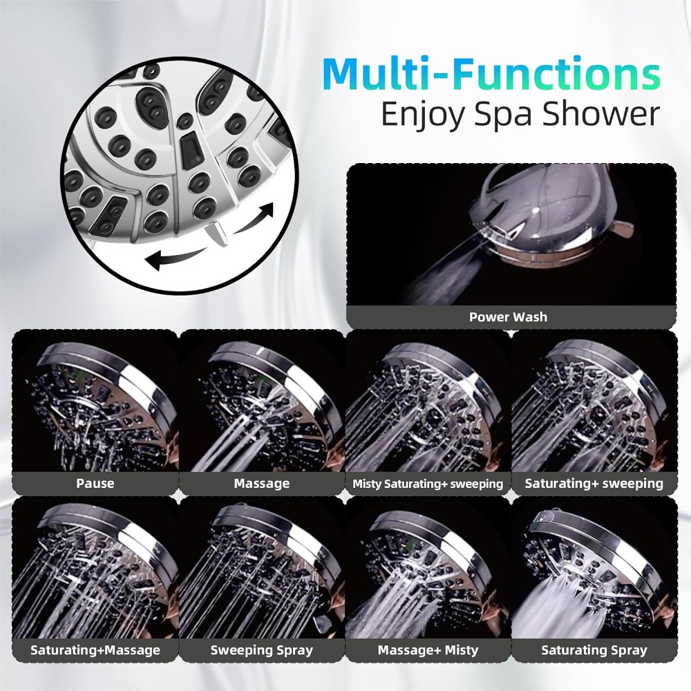 10-Function High Pressure Show - High Pressure Shower Head Handheld 评论和价格