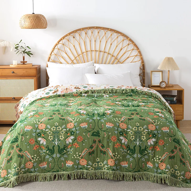 Pure Cotton Blanket Muslin Wov - Muslin Cotton Bedspread 评论和价格