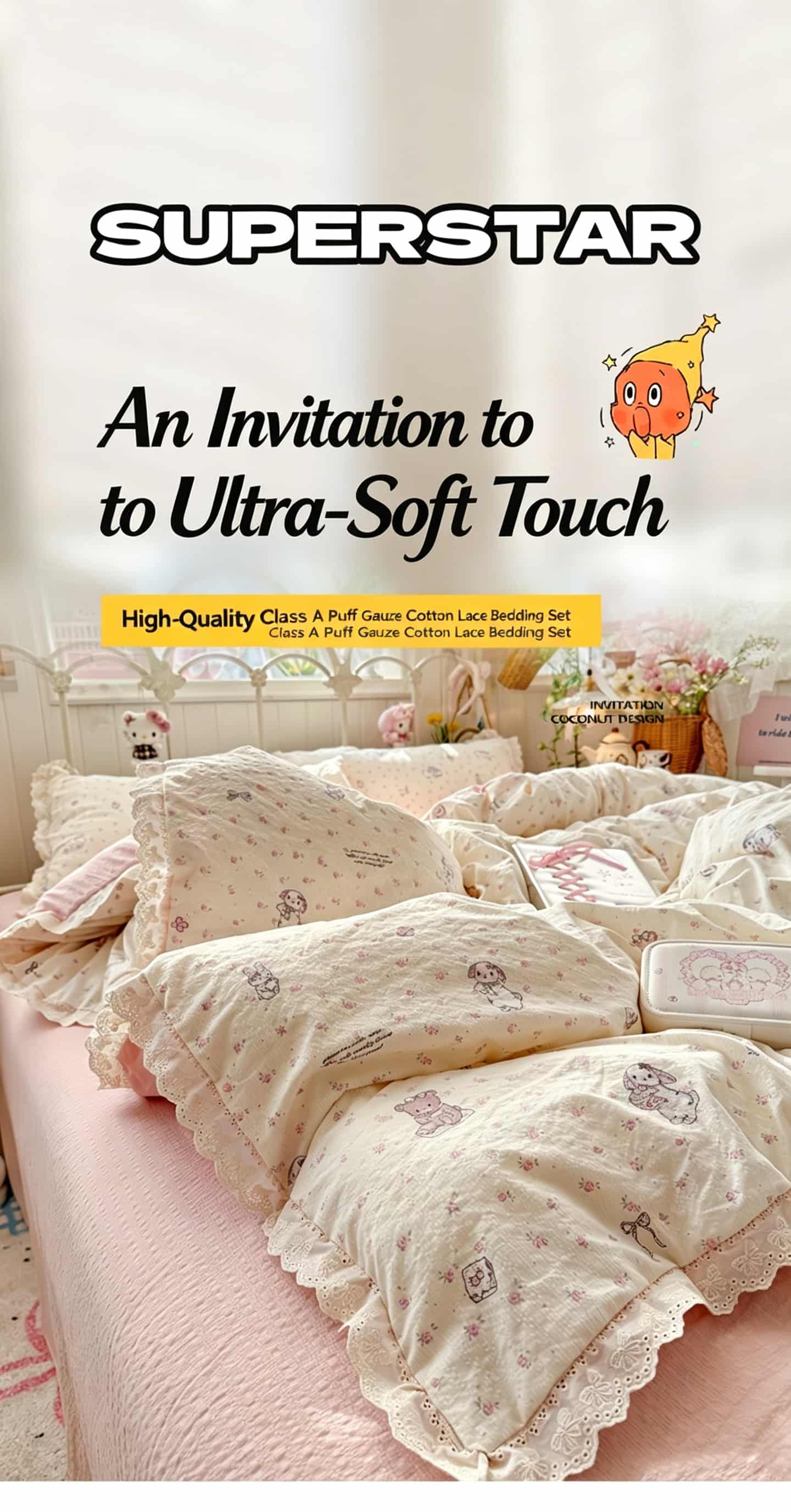 Ruffle Lace Floral Bedding Set - Aesthetic Floral Duvet Cover 评论和价格