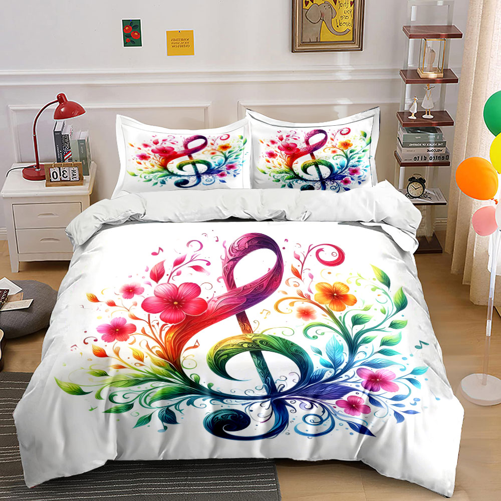 Vibrant floral entwined musica - Duvet Cover Sets With Zipper 评论和价格