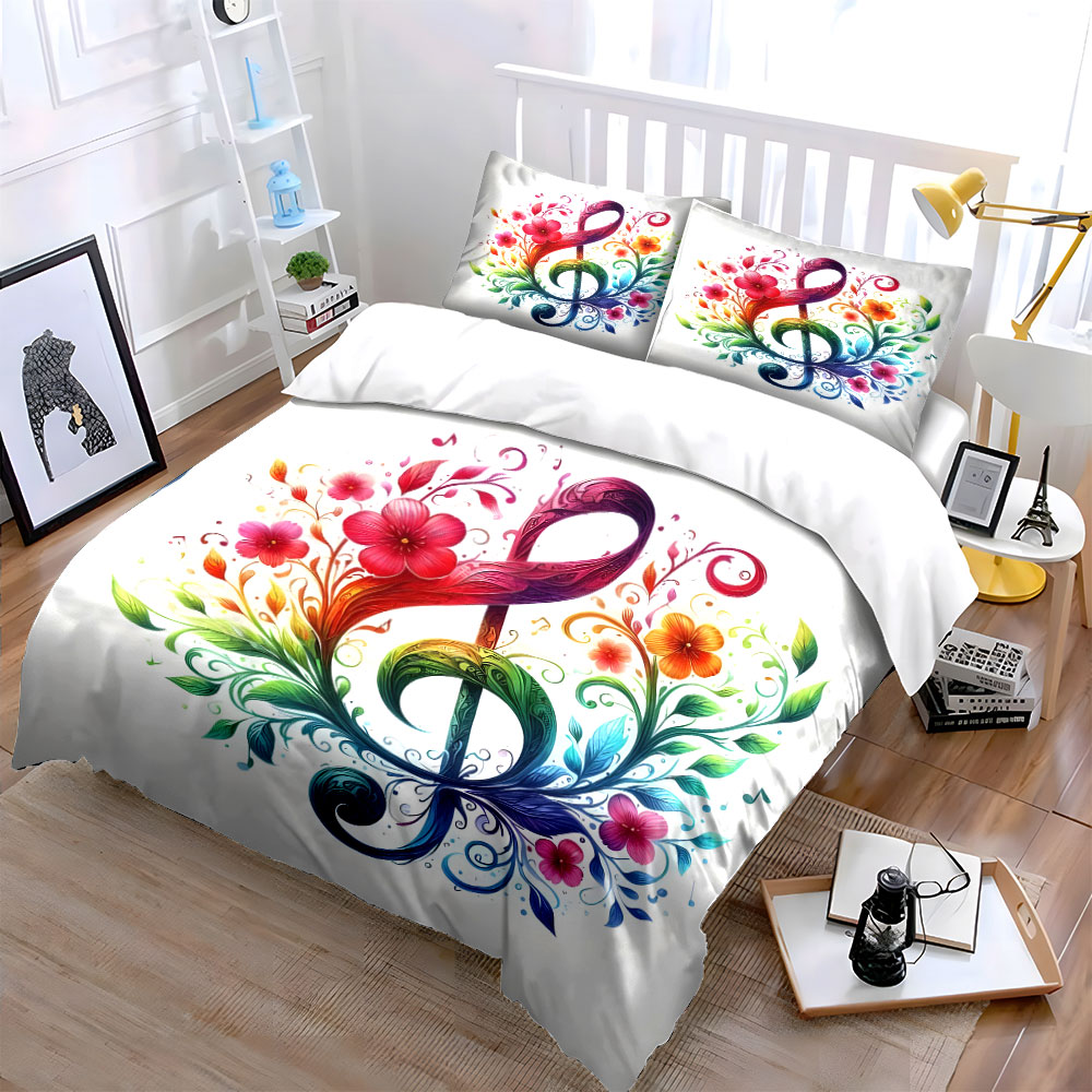 Vibrant floral entwined musica - Duvet Cover Sets With Zipper 评论和价格