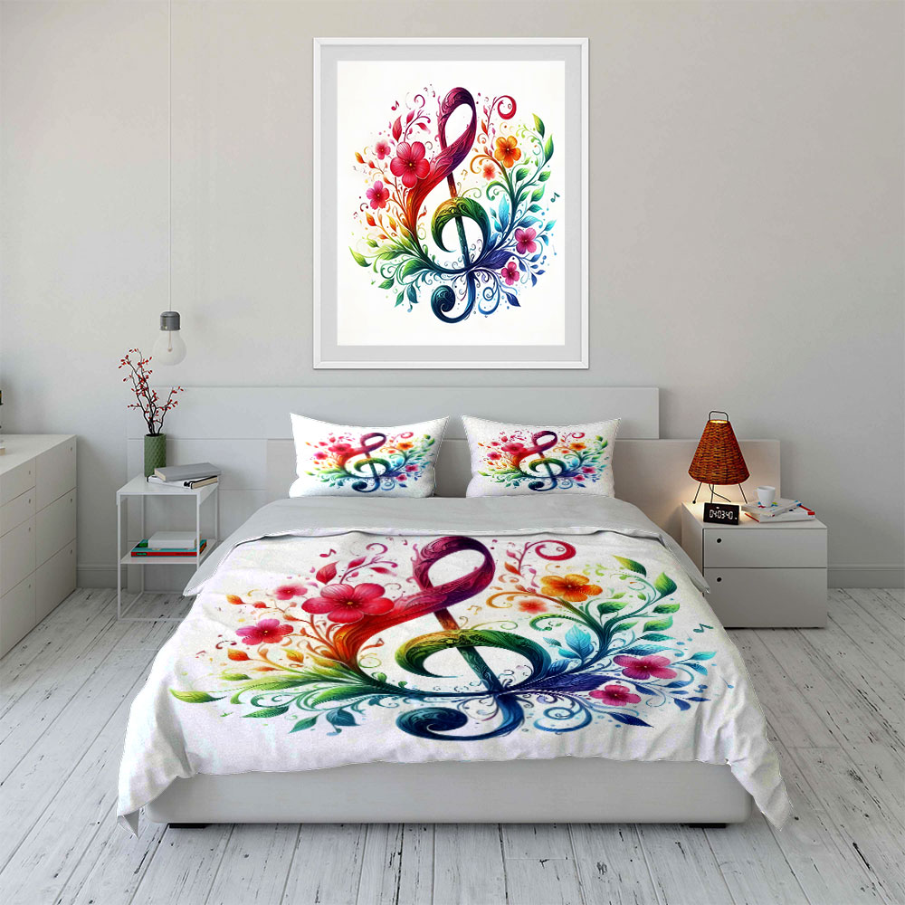 Vibrant floral entwined musica - Duvet Cover Sets With Zipper 评论和价格