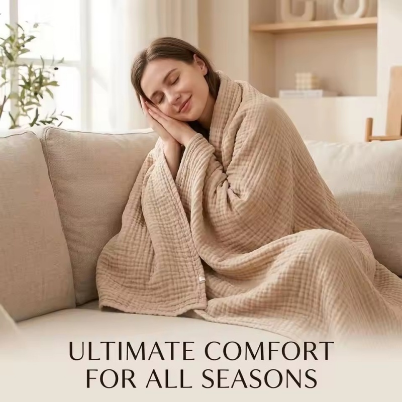 6 Layers Cotton Muslin Blanket - Muslin Cotton Bedspread 评论和价格