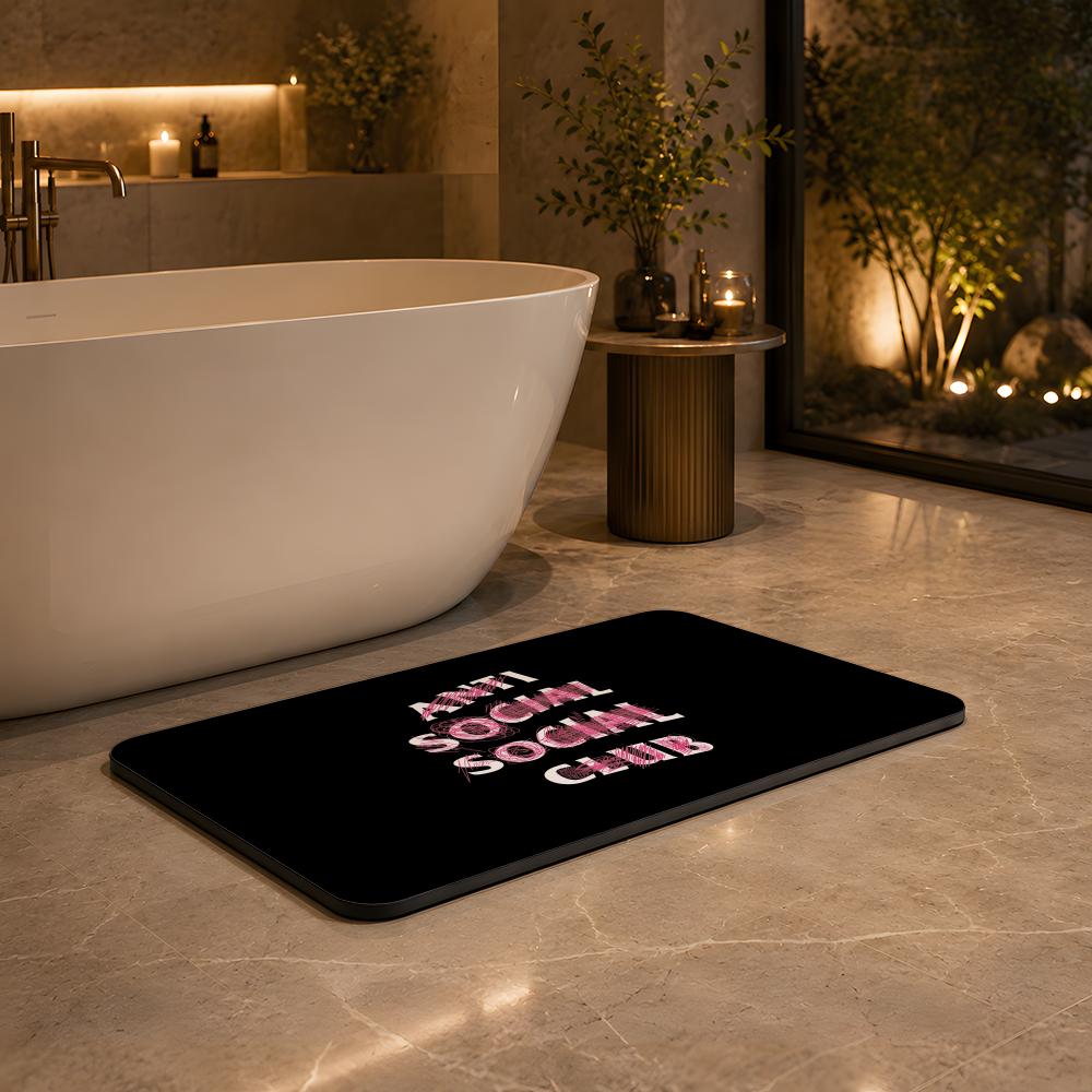 Fashion A ANTI SOCIAL SOCIAL C - Quick Dry Diatomite Bath Mat 评论和价格