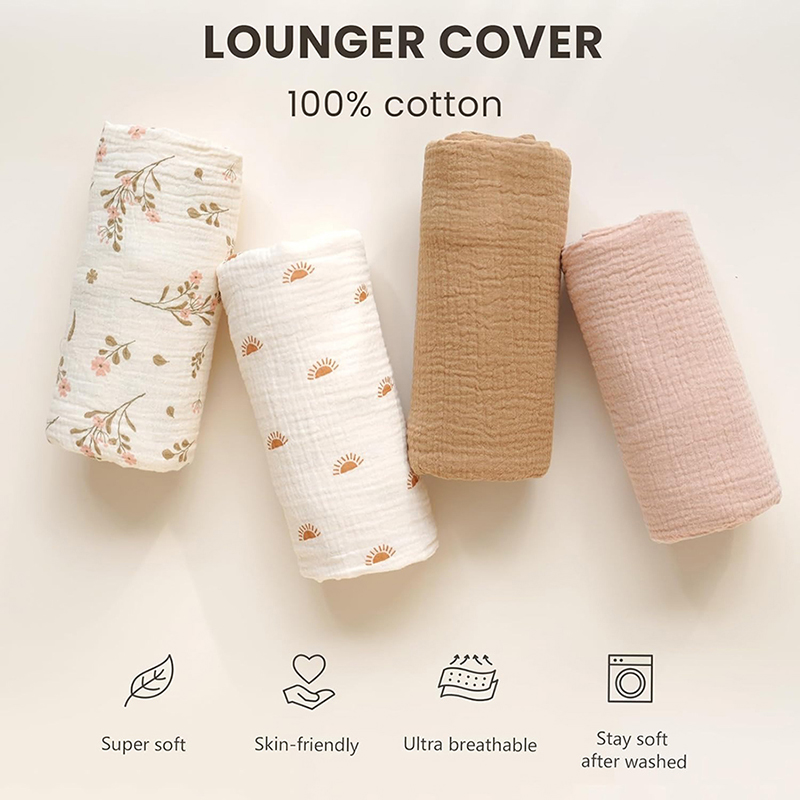 2PCS Baby Lounger Cover Muslin - Muslin Cotton Bedspread 评论和价格