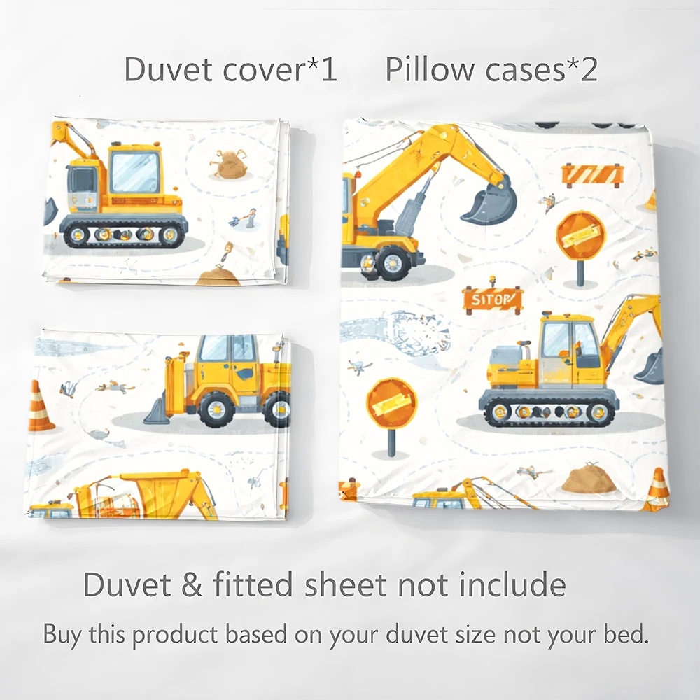 Construction Vehicle Themed Du - Duvet Cover Sets With Zipper 评论和价格