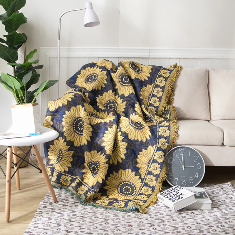 Textile City Vintage Sunflower - Boho Throw Blanket Fringe 评论和价格