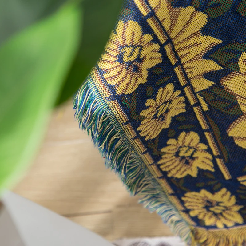 Textile City Vintage Sunflower - Boho Throw Blanket Fringe 评论和价格