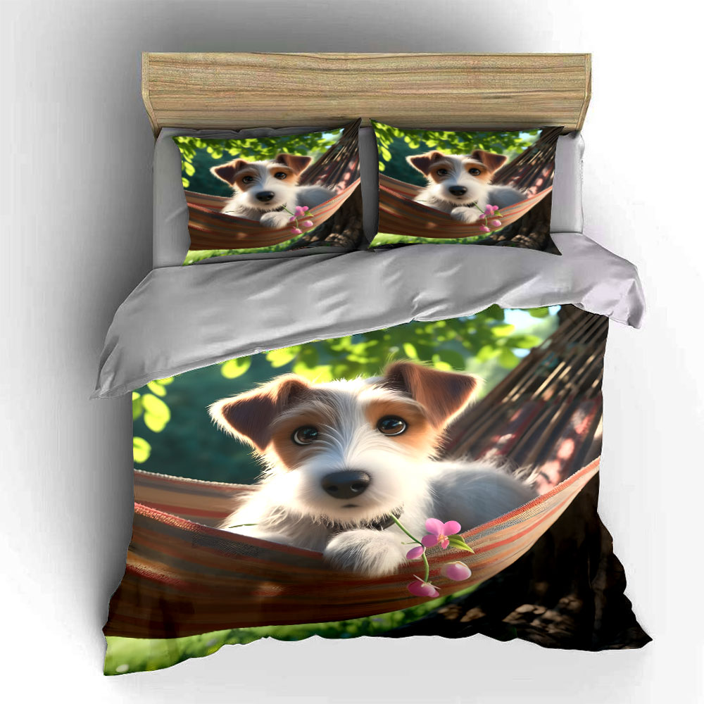 Cute Jack Russell Terrier on a - Duvet Cover Sets With Zipper 评论和价格