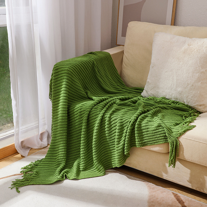 Boho Chunky Waffle Knit Throw  - Boho Throw Blanket Fringe 评论和价格