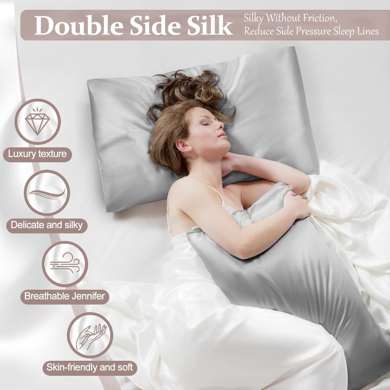 2pcs Satin Silk Pillowcase for - Satin Silk Pillowcase Hair Skin 评论和价格