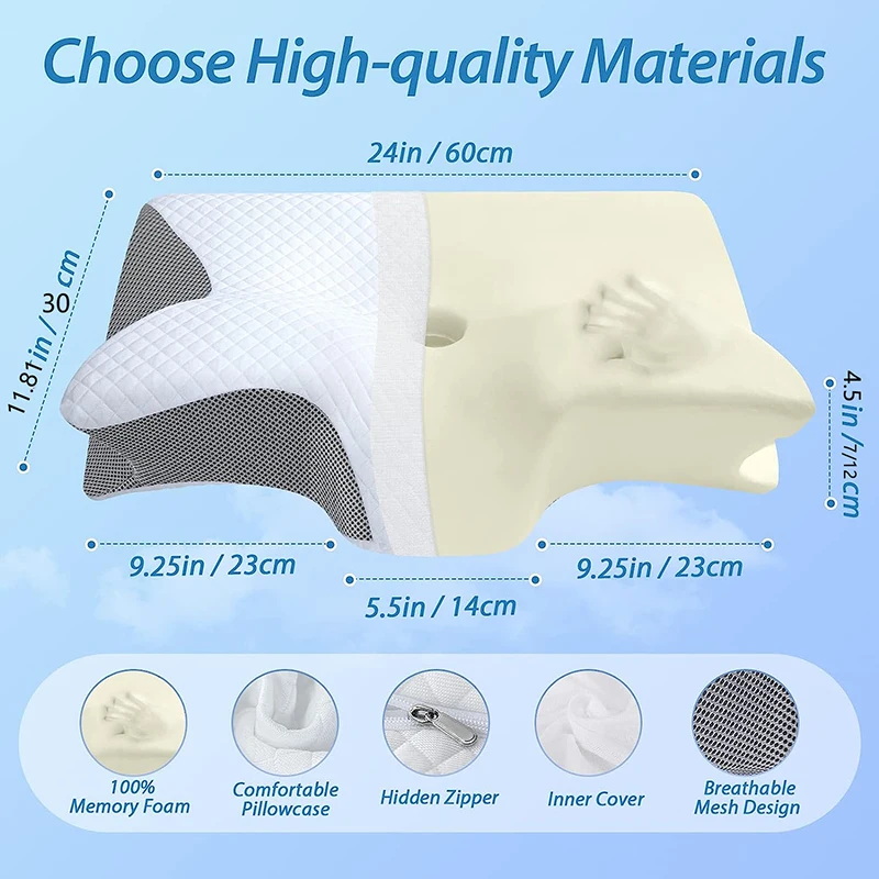 Orthopedic Contour Neck Pillow - Memory Foam Orthopedic Pillow Neck Pain 评论和价格