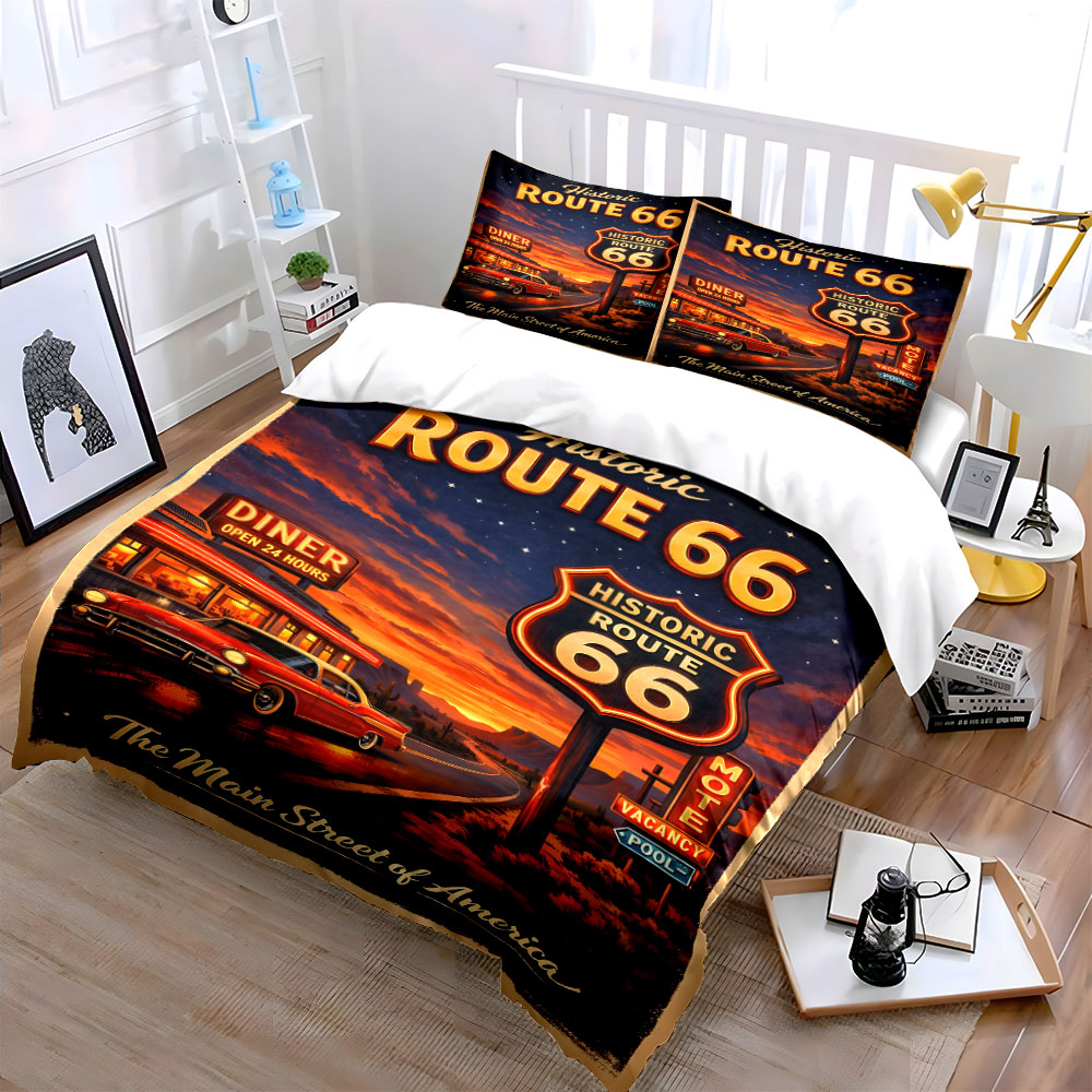 Nostalgic Night on Route 66 Pa - Duvet Cover Sets With Zipper 评论和价格