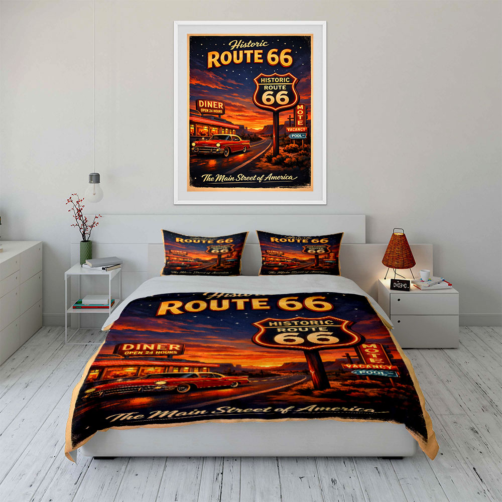 Nostalgic Night on Route 66 Pa - Duvet Cover Sets With Zipper 评论和价格