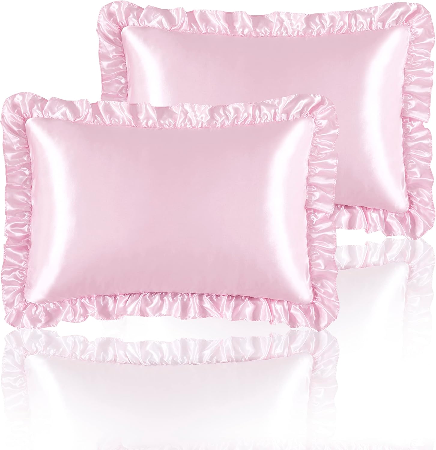 2Pcs Satin Ruffled Pillow Case - Satin Silk Pillowcase Hair Skin 评论和价格