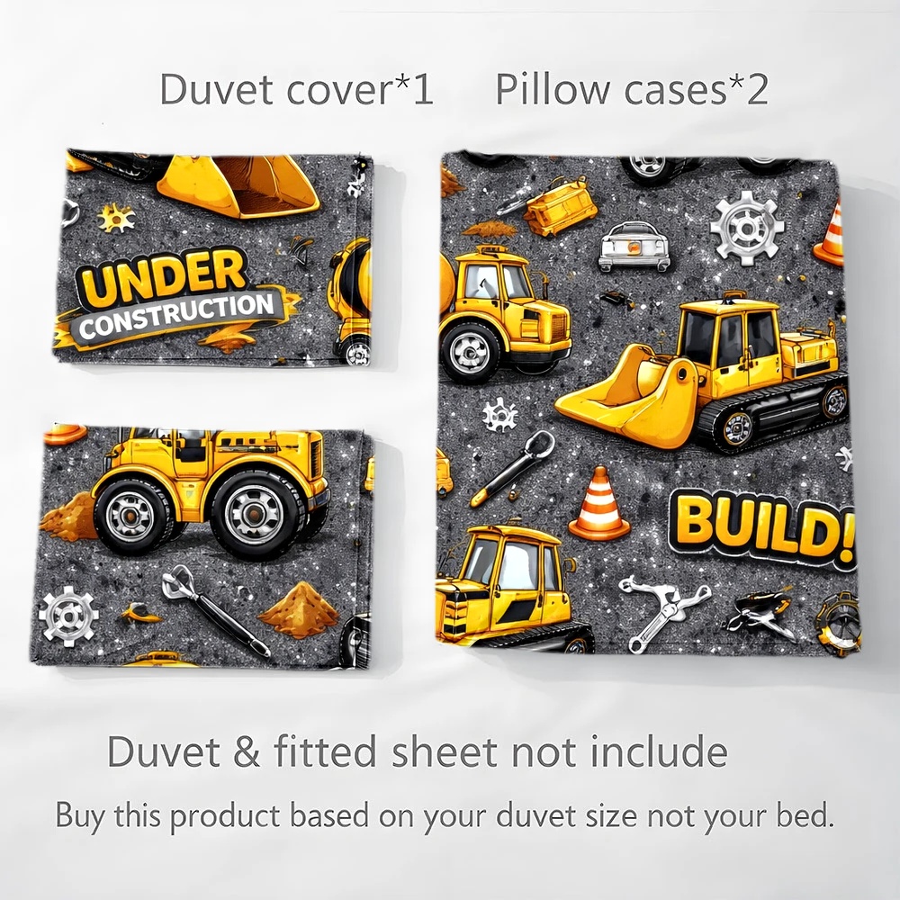 3Pc Construction Vehicle Theme - Duvet Cover Sets With Zipper 评论和价格