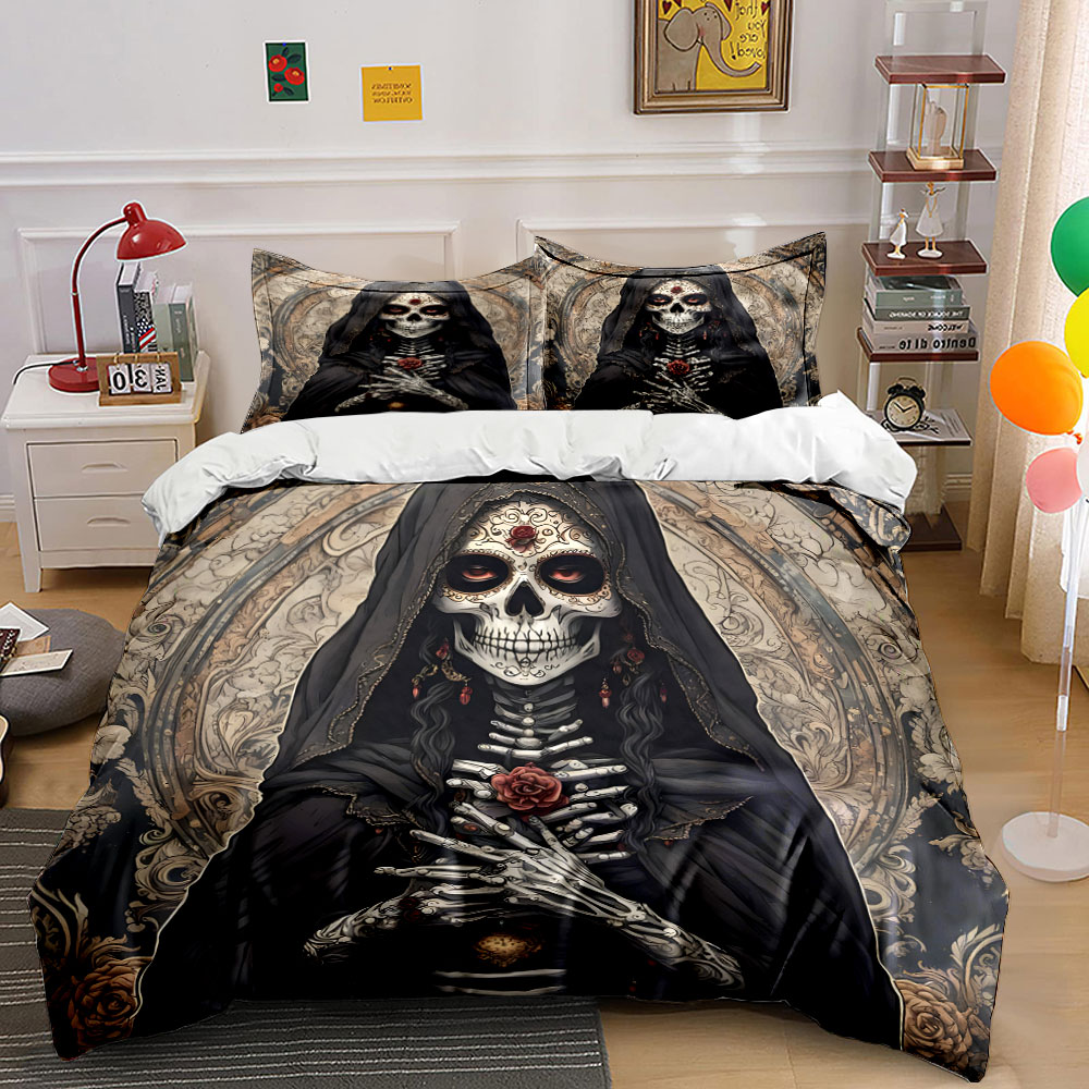 Dark Death Saint and Rose Patt - Duvet Cover Sets With Zipper 评论和价格
