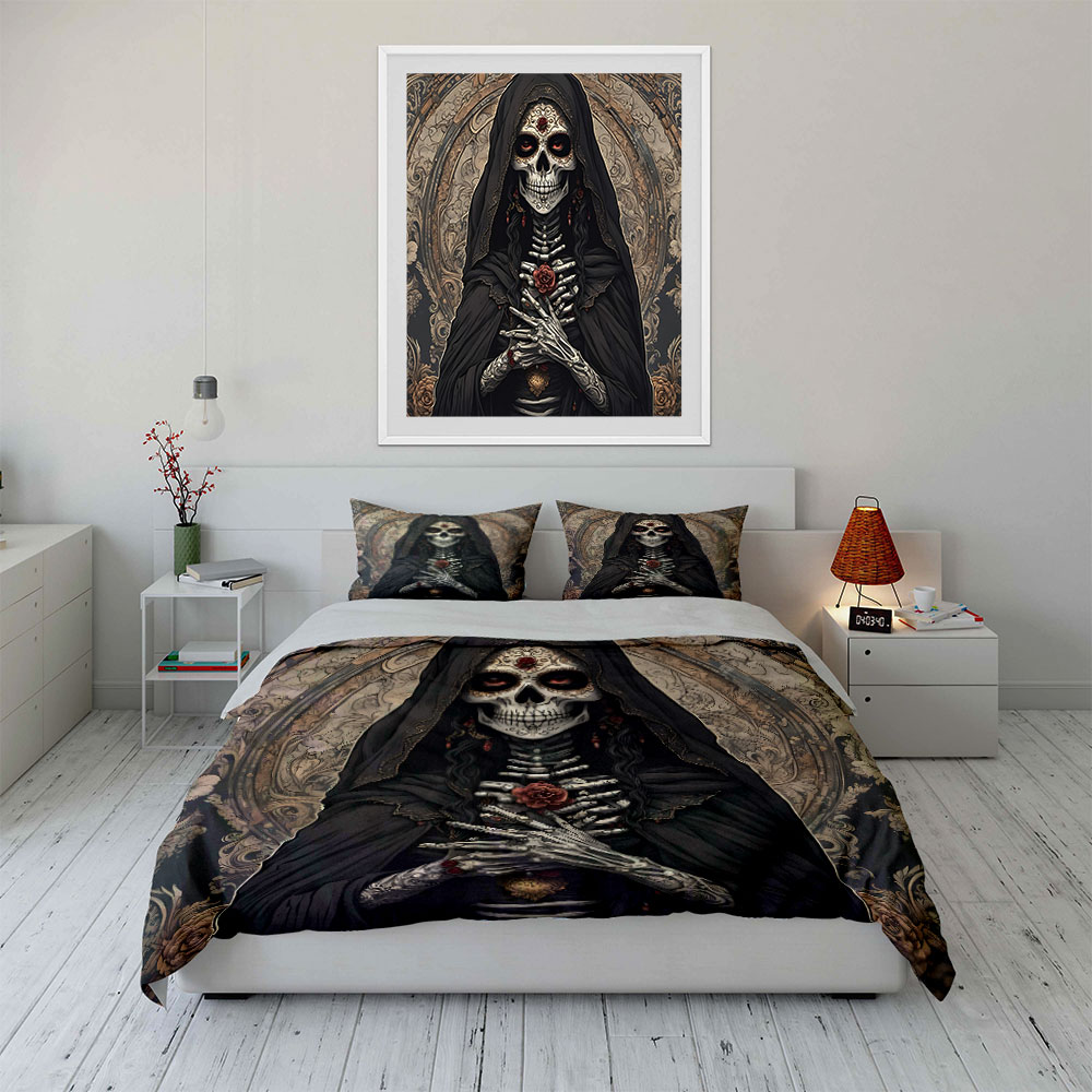 Dark Death Saint and Rose Patt - Duvet Cover Sets With Zipper 评论和价格