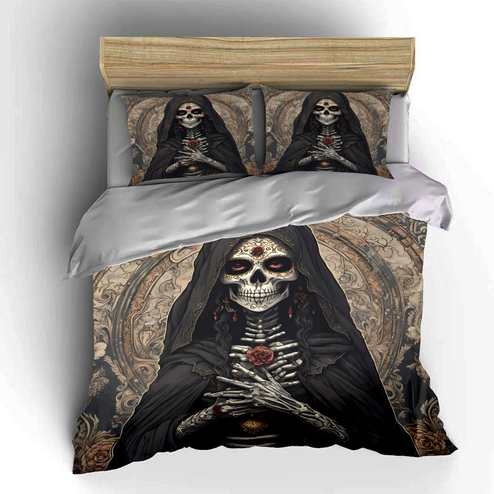 Dark Death Saint and Rose Patt - Duvet Cover Sets With Zipper 评论和价格
