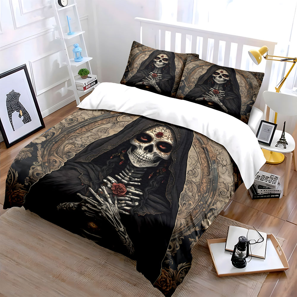 Dark Death Saint and Rose Patt - Duvet Cover Sets With Zipper 评论和价格