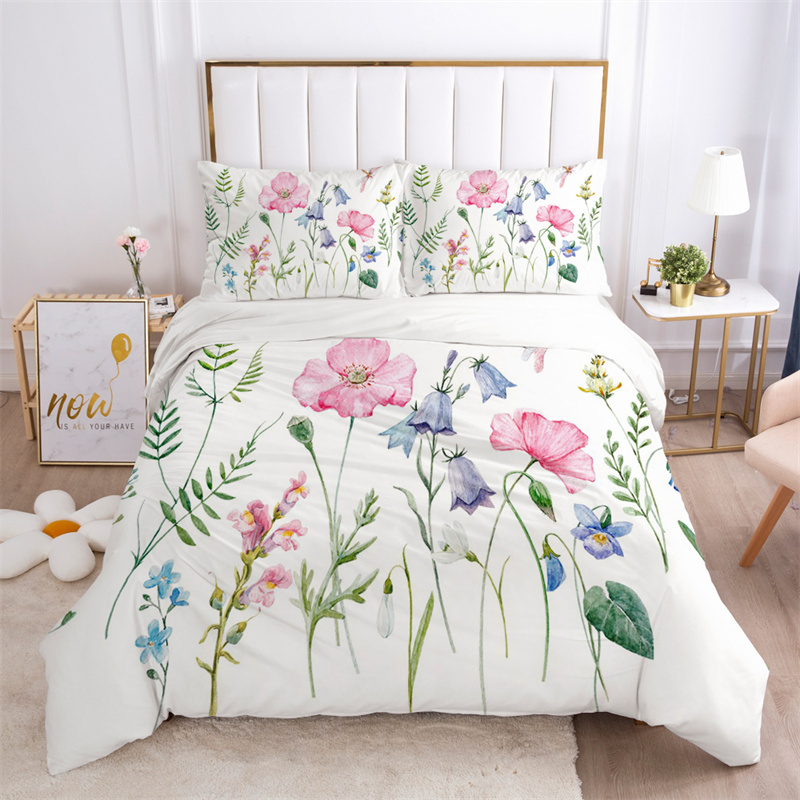Floral Leaves Bedding Set Micr - Aesthetic Floral Duvet Cover 评论和价格