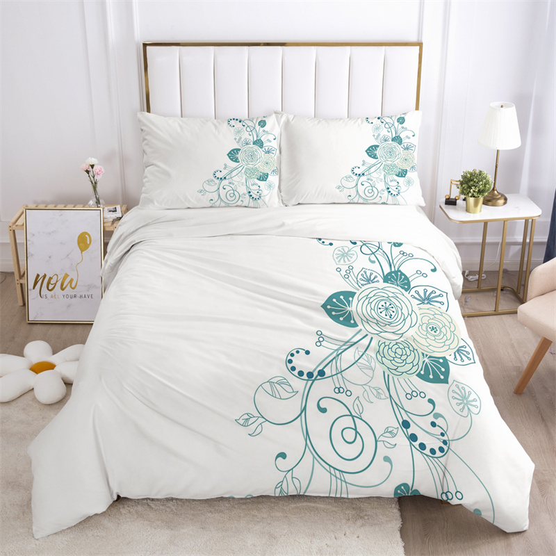 Floral Leaves Bedding Set Micr - Aesthetic Floral Duvet Cover 评论和价格