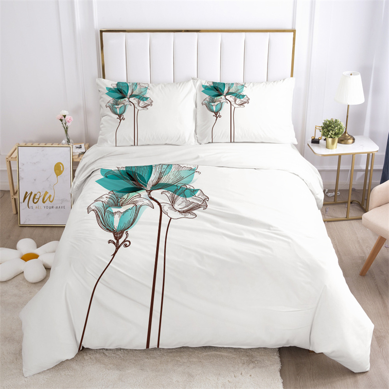 Floral Leaves Bedding Set Micr - Aesthetic Floral Duvet Cover 评论和价格