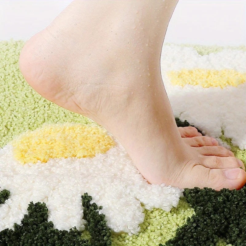 VIKAMA Non-Slip Floral Bath Ma - Quick Dry Diatomite Bath Mat 评论和价格