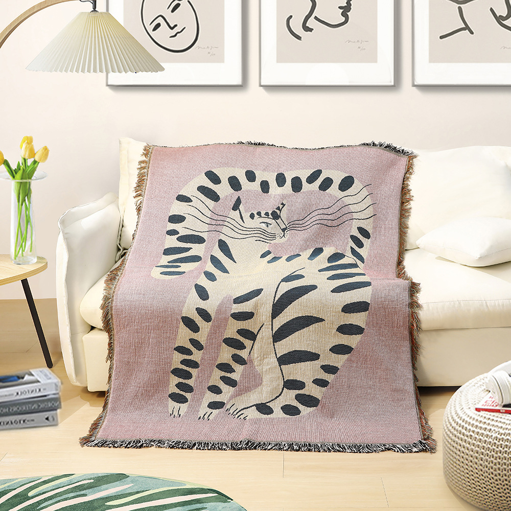 Boho Abstract Cat Jacquard Thr - Boho Throw Blanket Fringe 评论和价格