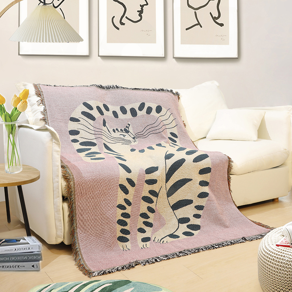 Boho Abstract Cat Jacquard Thr - Boho Throw Blanket Fringe 评论和价格