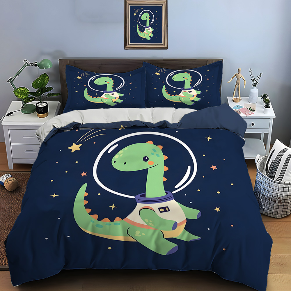 Space dinosaur with starry bac - Duvet Cover Sets With Zipper 评论和价格