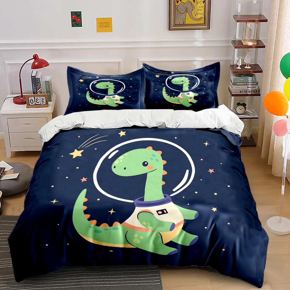 Space dinosaur with starry bac - Duvet Cover Sets With Zipper 评论和价格