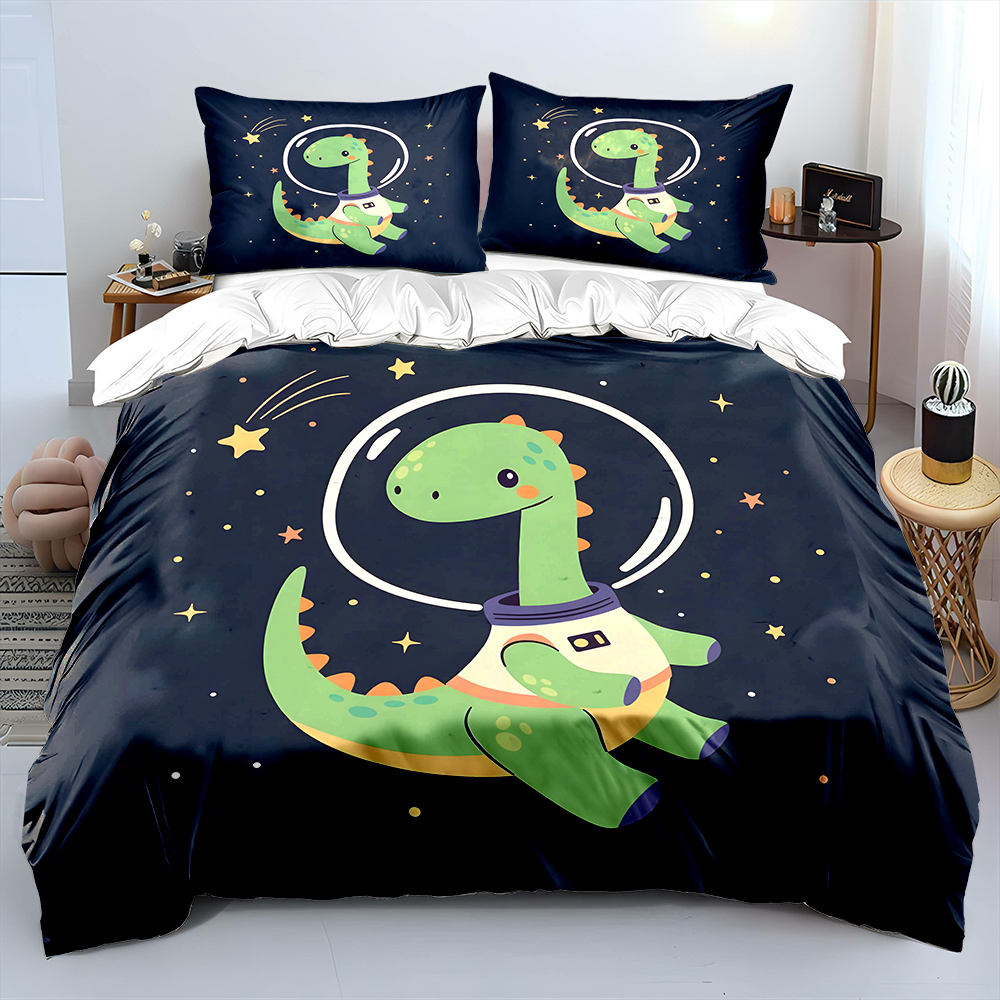 Space dinosaur with starry bac - Duvet Cover Sets With Zipper 评论和价格