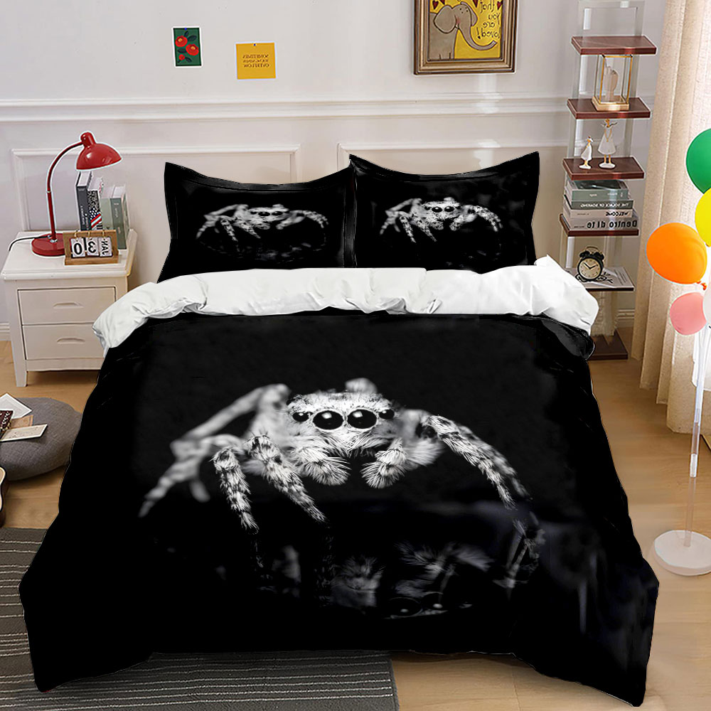 Jumping Spider Black and White - Duvet Cover Sets With Zipper 评论和价格